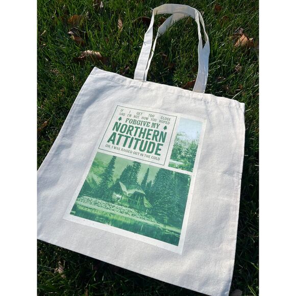 Noah Kahan Tote Bag Northern Attitude Song Stick Season Merch Tan Beige 16"x15" - Picture 3 of 3